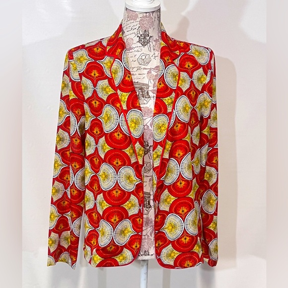 RUE DES ABSSESSES-PARIS Red and gold print blazer size‎ M. - Picture 1 of 12